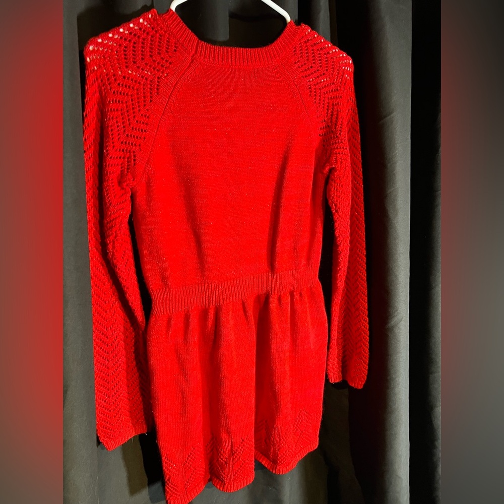 Red sparkle knit dress